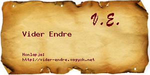 Vider Endre névjegykártya